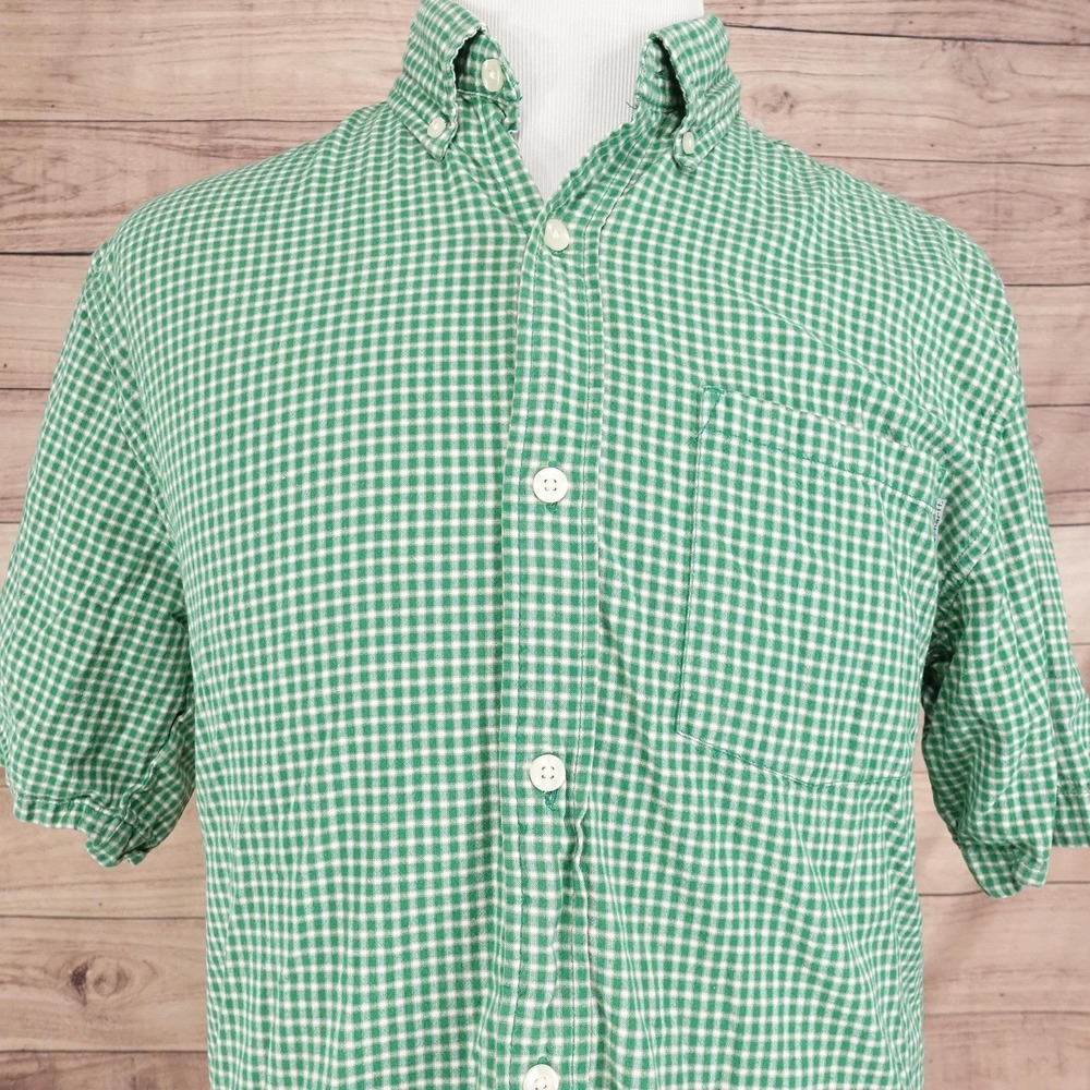 Carhartt Shirt Mens Medium Green Plaid Button Down Short Sleeve Workwear Cotton